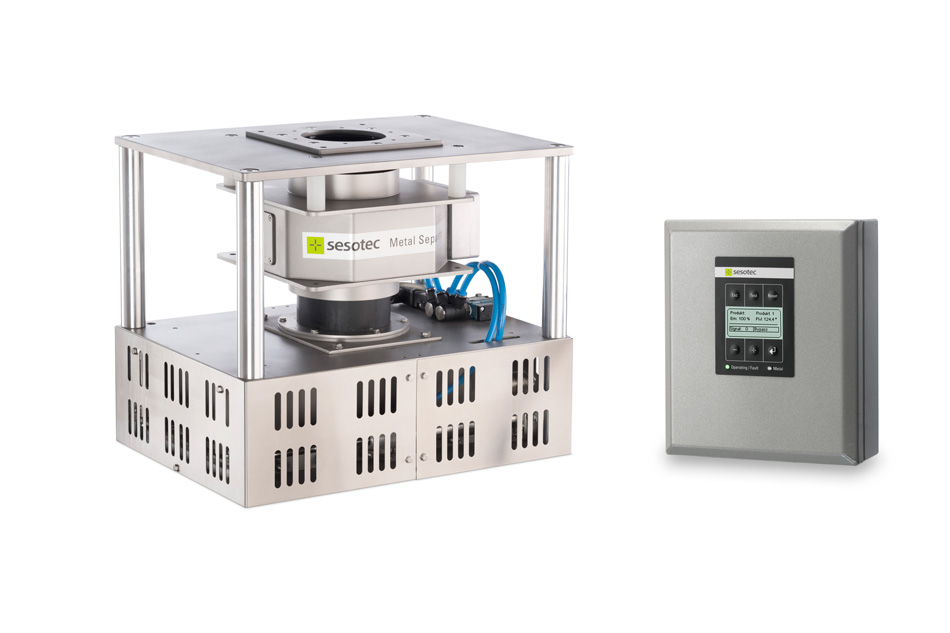 Detectores de Metais para Materiais em Coluna | PROTECTOR MF. Aplicado em indústrias de processamento de plásticos nas máquinas de injeção ou extrusão.